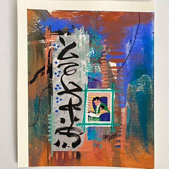 Wisdom of Knowing Original Mixed Media Wall Art Painting 8x10in Frame Ready - Picture 2 of 5